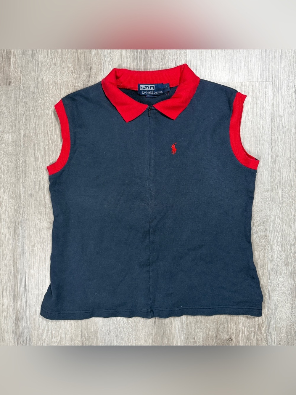 Vintage Polo Ralph Lauren Sleeveless Zip Polo Vest Large